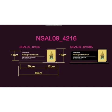 ป้ายชื่อตั้งโต๊ะ อะคริลิคใส/ดำ รุ่น NSAL09