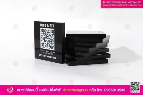ป้าย QR Code อะคริลิคสีดำ แผ่นหนา พิมพ์ UV